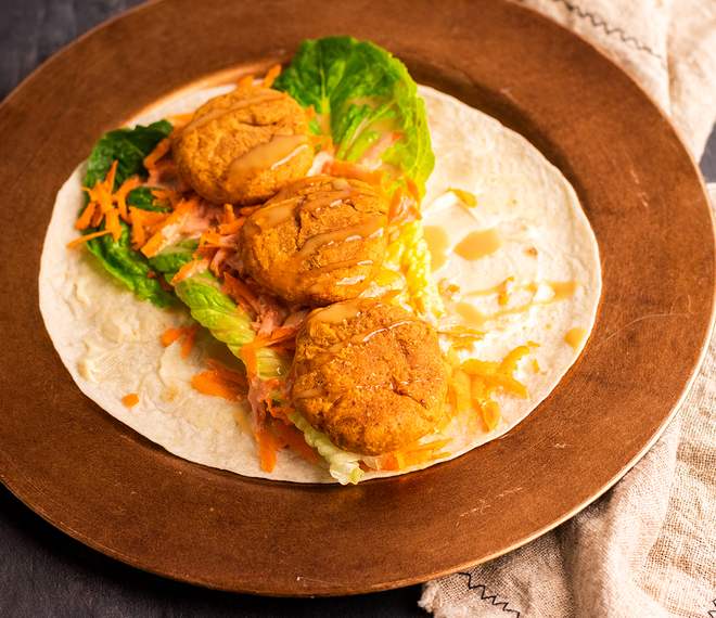 Southwest-style vegetable and quinoa patties in an air fryer
