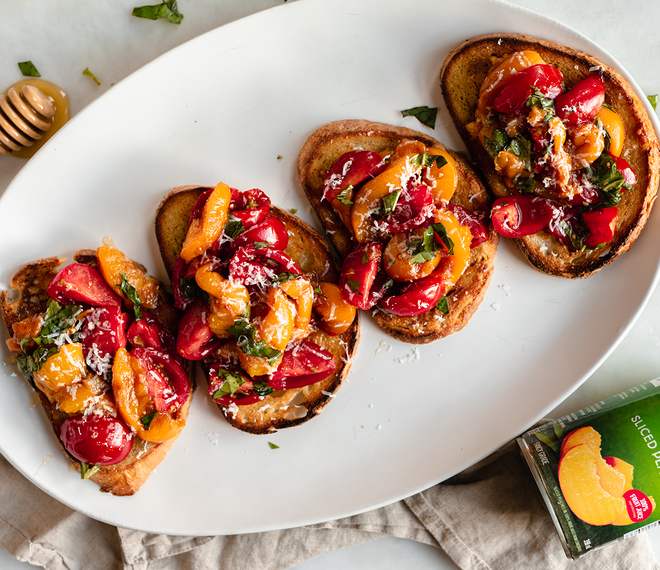 Caramelized Peach, Tomato & Basil Bruschetta - inspired by the Julie and Julia movie