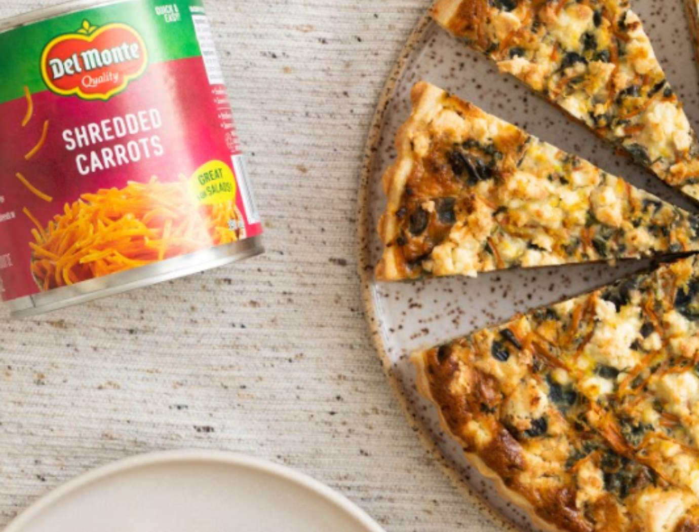 Carrot, feta cheese and parsley quiche