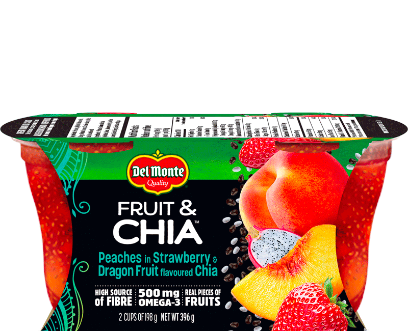 Fruit & Chia - Peaches in Strawberry Dragonfruit flavored Chia
