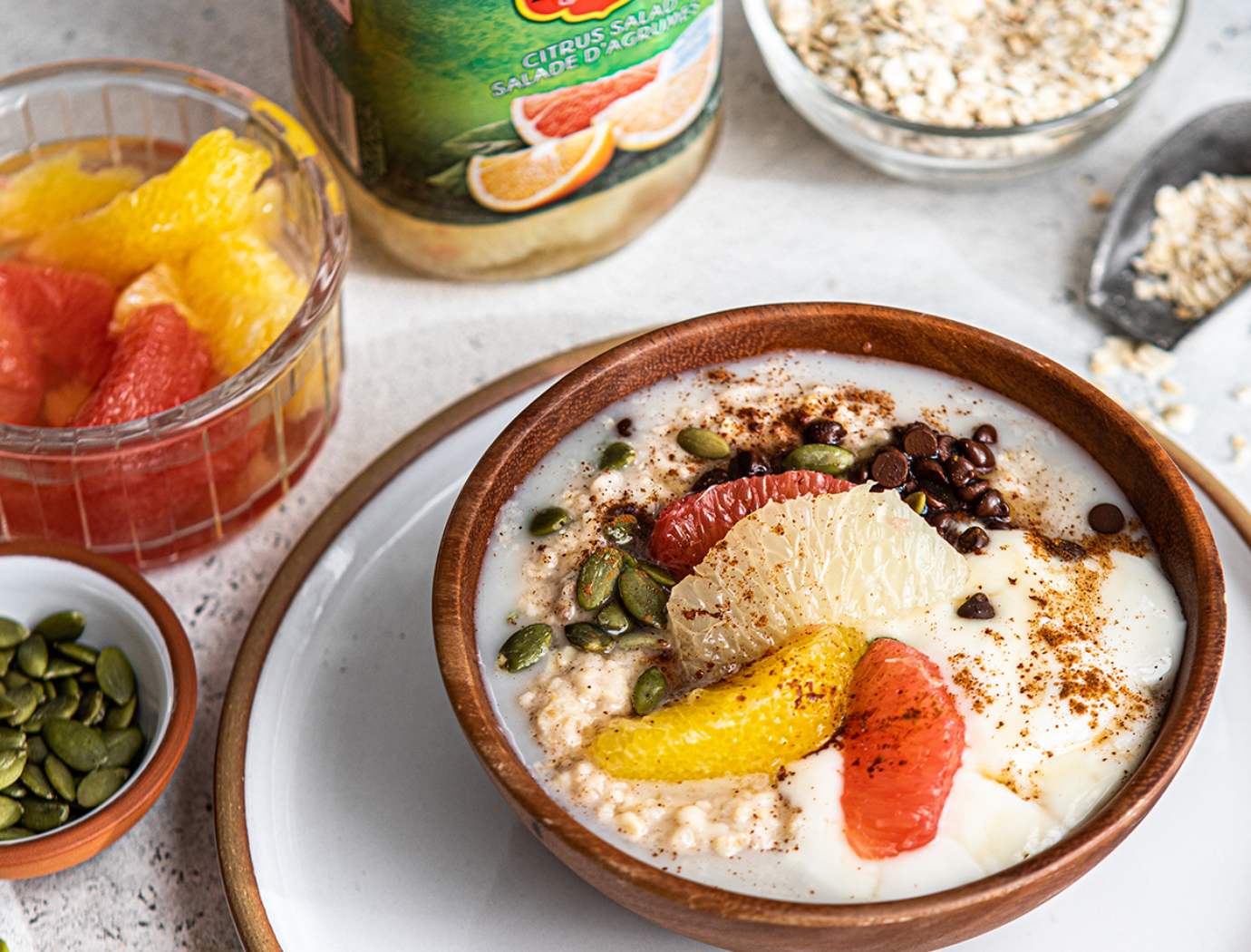Creamy oatmeal with citrus and cinnamon