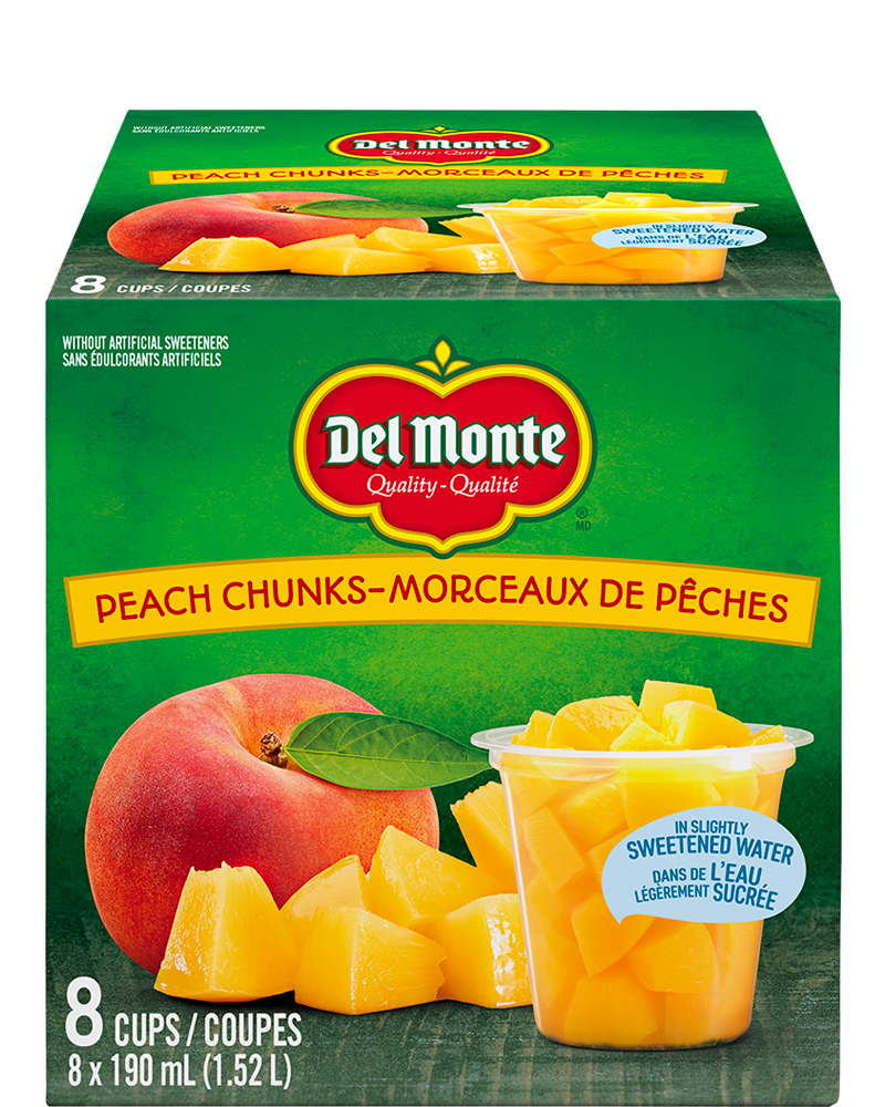 Morceaux de pêches dans de l'eau légèrement sucrée