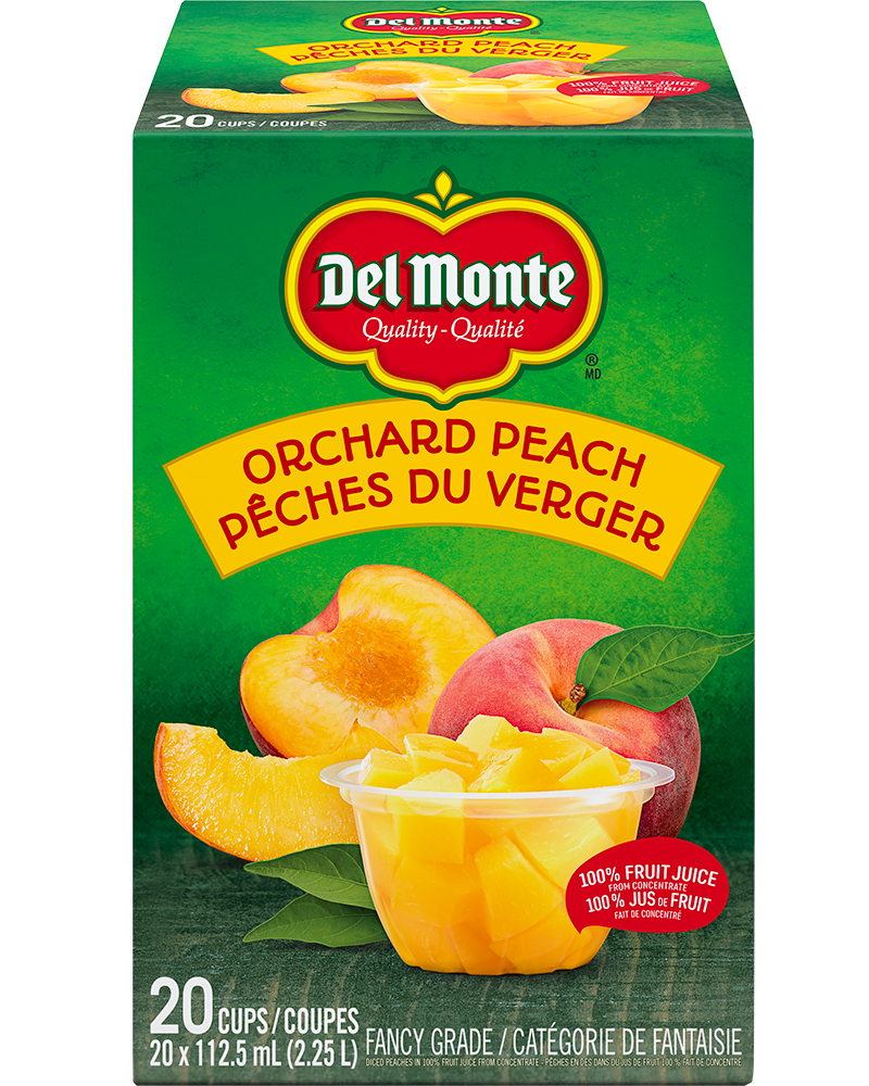 Pêches du verger dans 100% jus de fruit fait de concentré