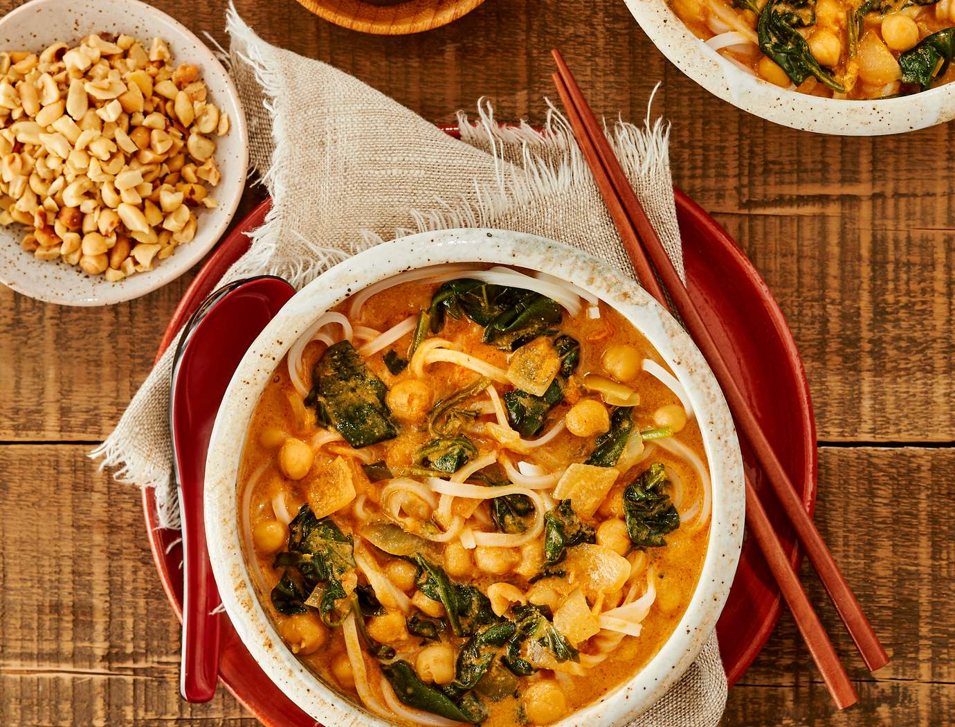 Chickpea coconut curry noodle soup