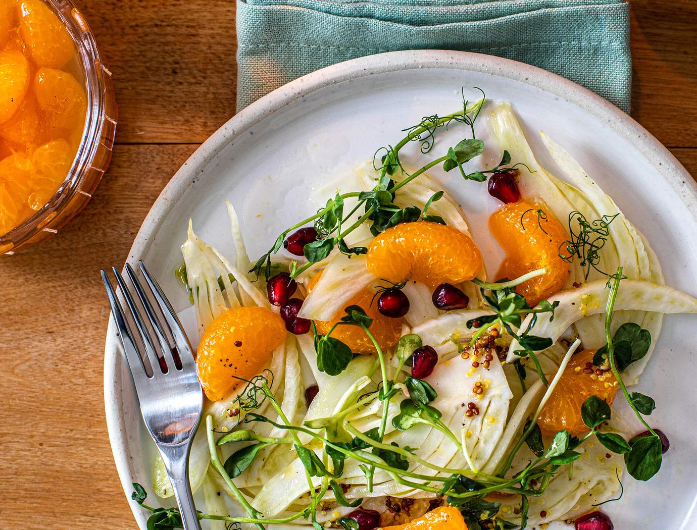 Fennel, mandarin orange and pomegranate salad with whole grain mustard vinaigrette