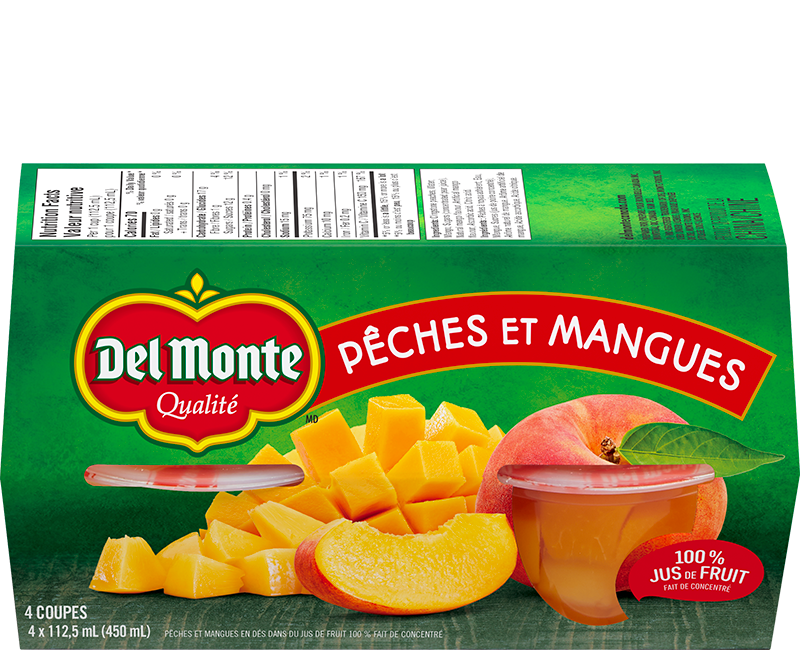 Pêches et mangues dans 100% jus de fruit fait de concentré