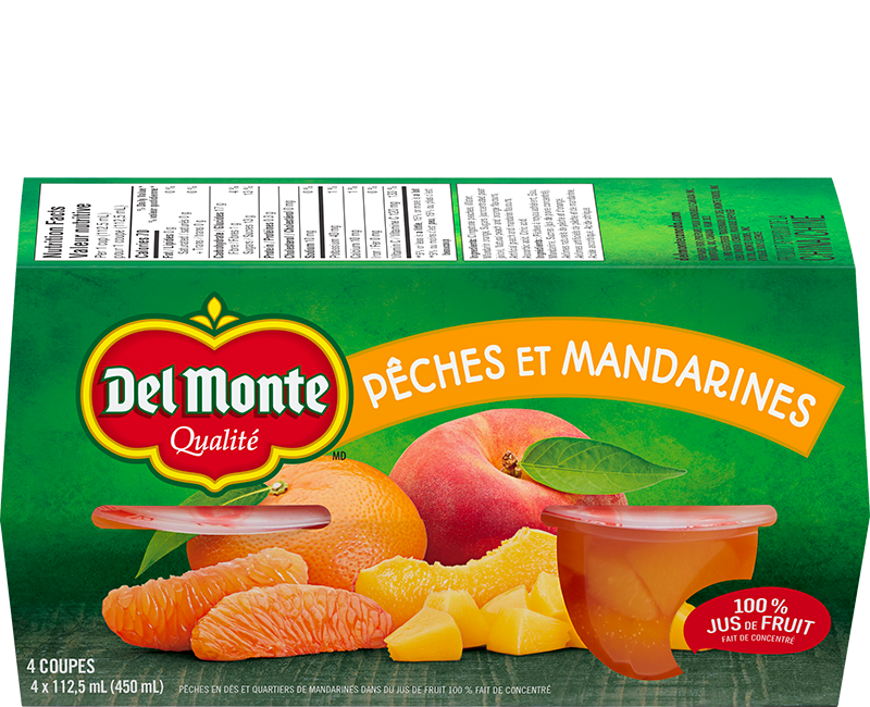 Pêches et mandarines dans 100% jus de fruit fait de concentré