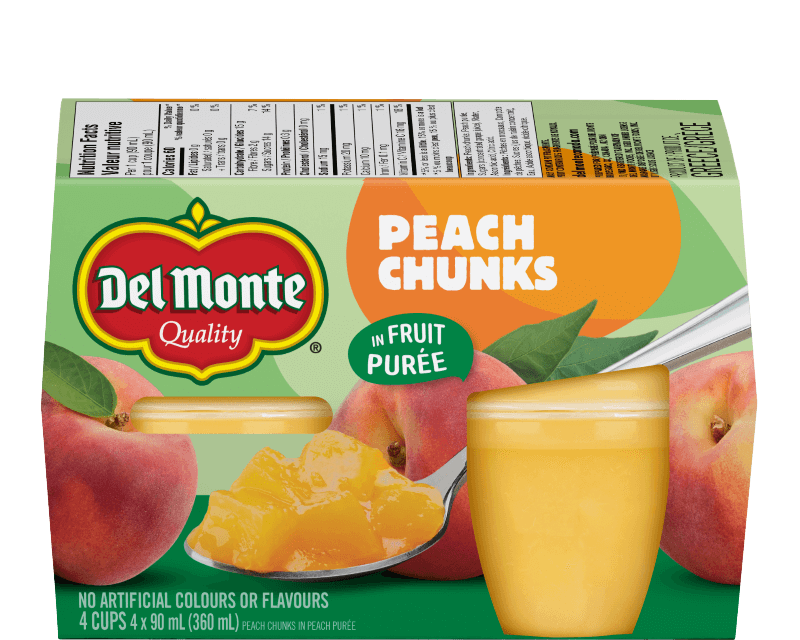 Peach chunks in fruit purée naturally sweet with concentrated grape juice