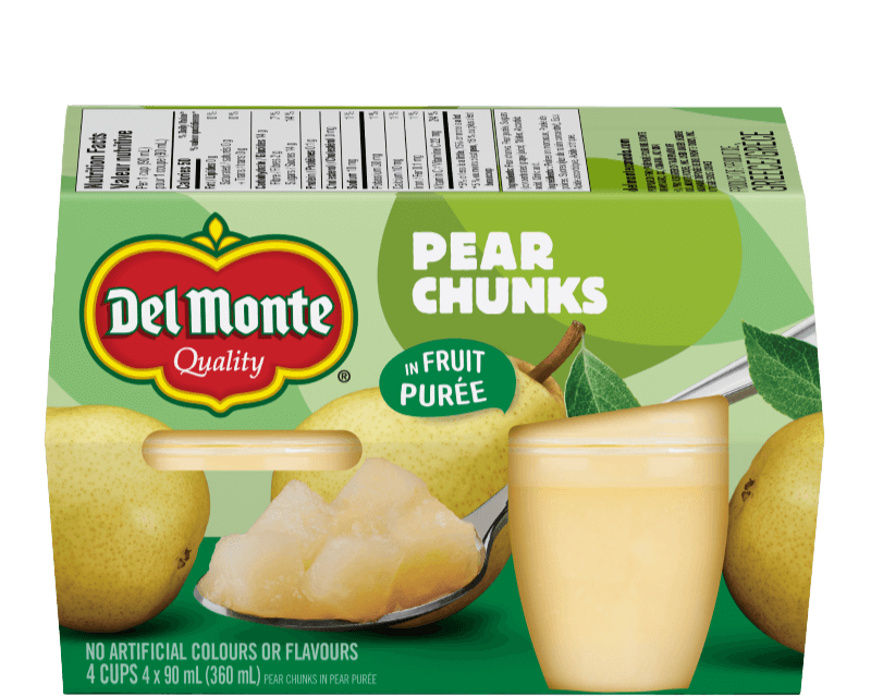 Pear chunks in fruit purée naturally sweet with concentrated grape juice