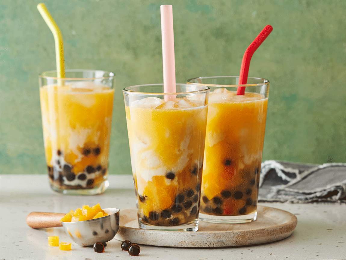 Peach bubble tea