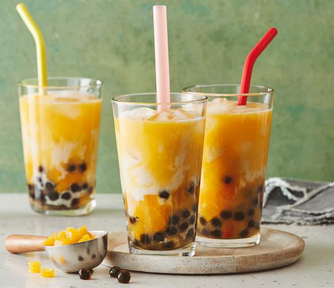 Peach bubble tea