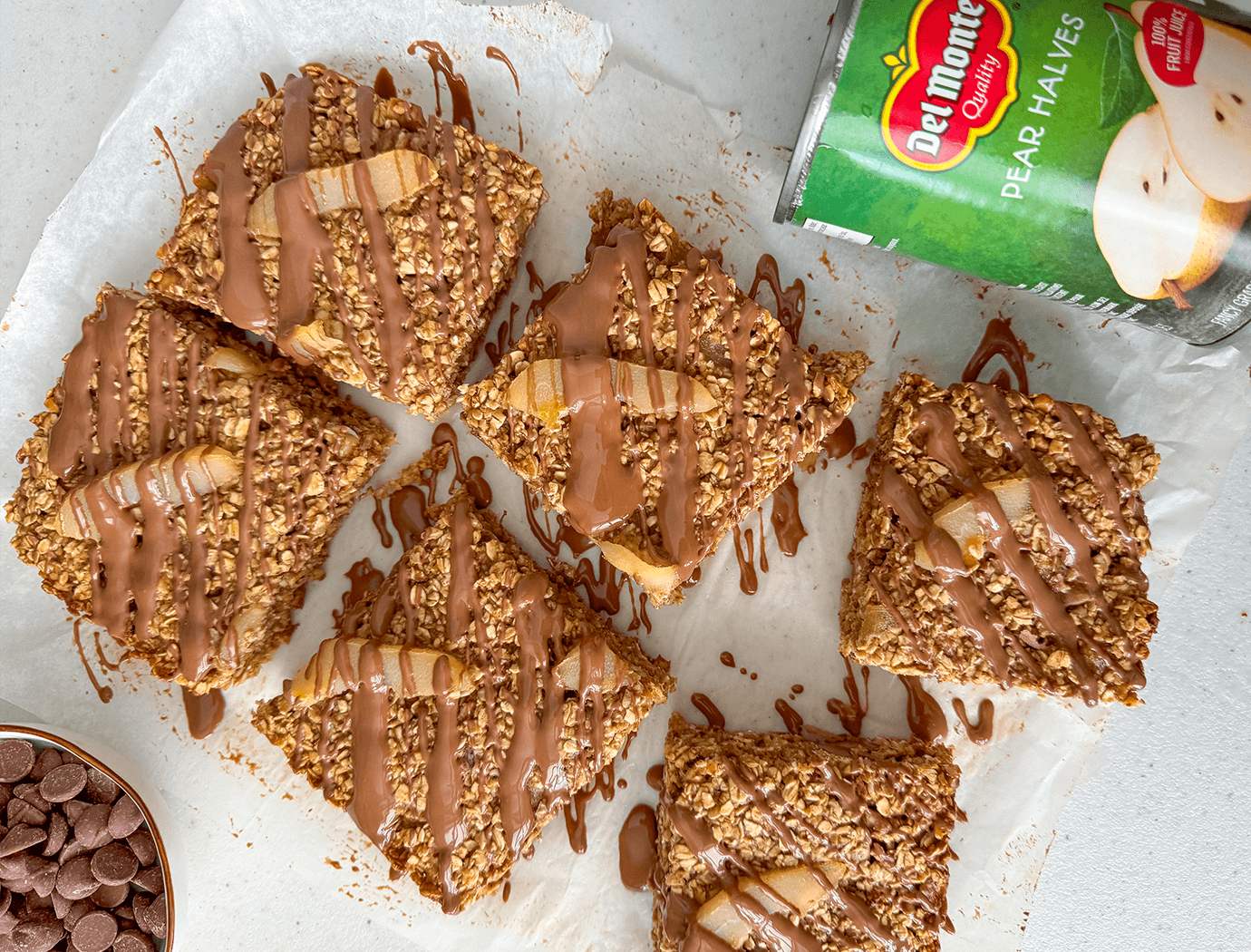 Pear and chocolate oatmeal bars