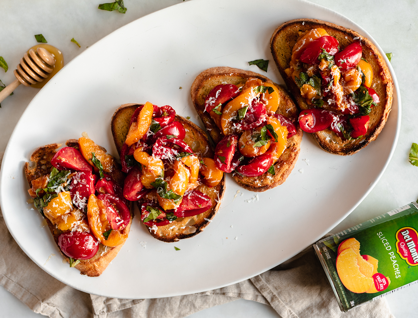 Caramelized Peach, Tomato & Basil Bruschetta - inspired by the Julie and Julia movie