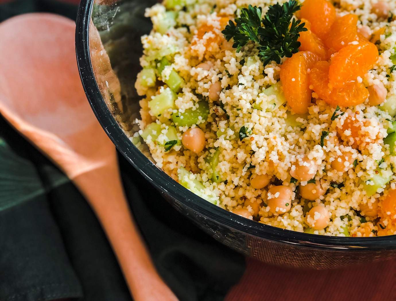 Festive couscous with mandarin oranges