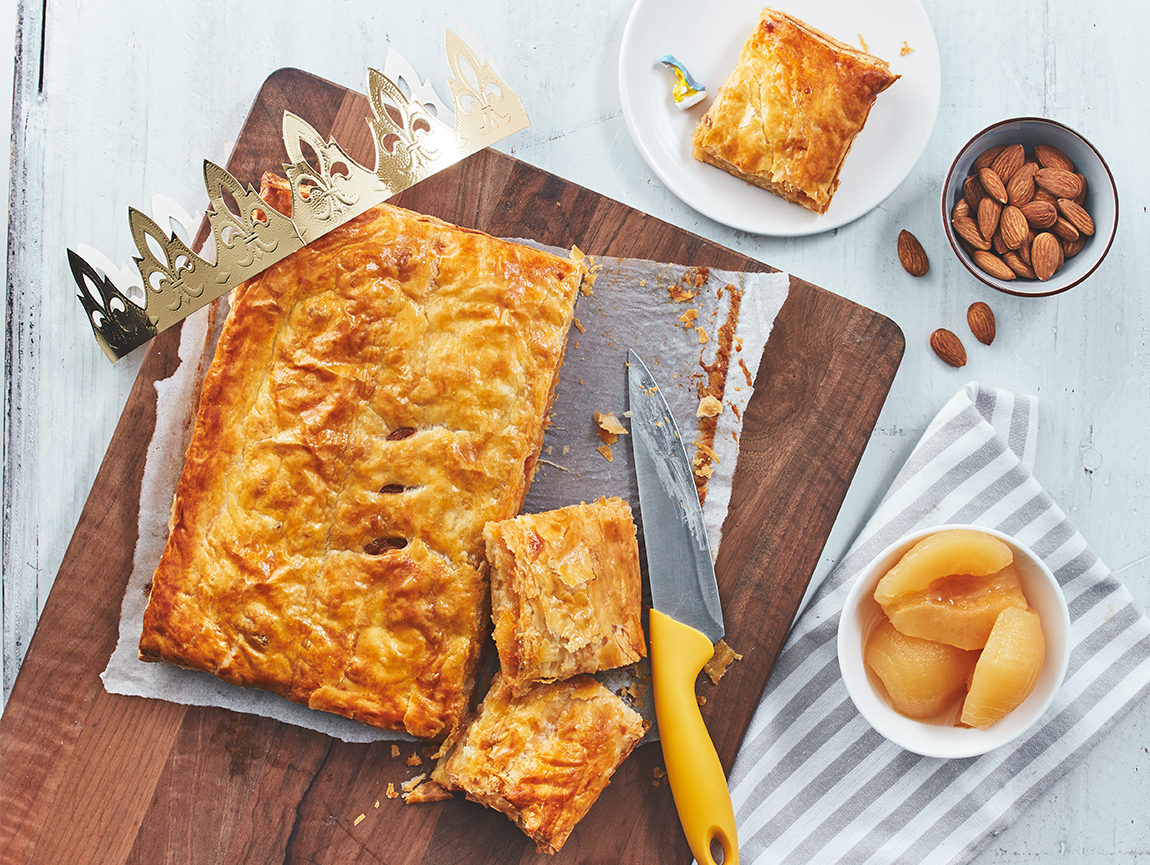 Galette des rois crème d'amandes, poires et caramel