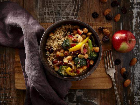 Cranberry-Apple Legume Sauté with Sweet and Sour Sauce