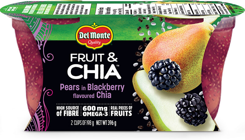 Pears in blackberry flavored chia